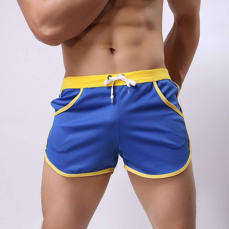 Rexcyril Men's Running Workout Bodybuilding Gym Shorts Athletic Sports Casual Short Pants X-Large Blue - Image 2